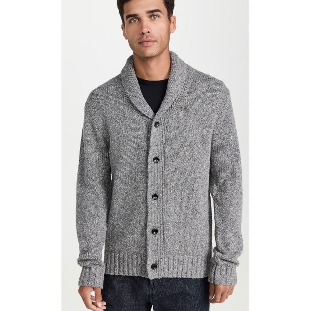 Rails Valiant Shawl Collar Cardigan Mens XL Stone Gray Transitional Quiet Luxury